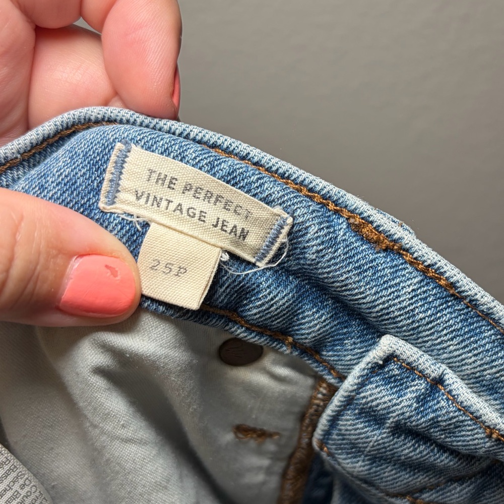Madewell The Perfect Vintage Jean Light Blue Wash Raw Hem Straight-Leg Jean 25 P - Picture 10 of 14